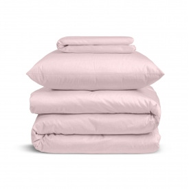 Подростковая постель сатин с простыней на резинке SAKURA Cosas розовый 160х220 см