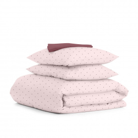 Двуспальная постель с простыней на резинке MINI DOTS CS50 Cosas розовый 180х220 см