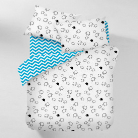 Евро простыня Cosas BLUE ZIGZAG Ранфорс 220х240 см Голубой