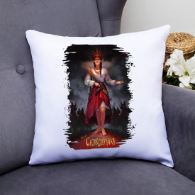 Подушка декоративная с принтом "Девушка с автоматом Welcom to Chornobayivka" Белый Кавун П000394