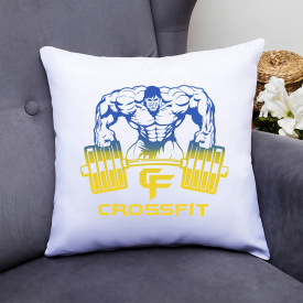 Подушка декоративная с принтом "Crossfit штангист" Push IT Белый Кавун П000640