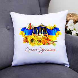 Подушка декоративная с принтом "Єдина Україна" Белый Кавун П000337