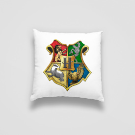 Подушка декоративная с принтом "Логотип факультетов Harry Potter. Гарри Поттер" Push IT Белый Кавун П000747