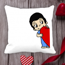 Подушка с принтом Love is "Половина сердца" Белый Кавун П000060