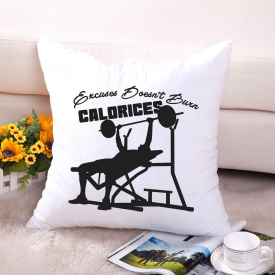 Подушка декоративная с принтом "Excuses dont burn calories" Push IT Белый Кавун П000599