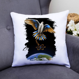 Подушка декоративная с принтом "Голубь мира над планетой" Белый Кавун П000393