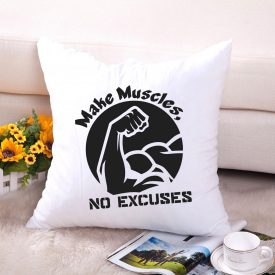 Подушка декоративная с принтом "Make Muscles no excuses" Push IT Белый Кавун П000609