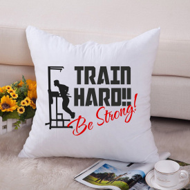 Подушка декоративная с принтом "Train hard. Be strong" Push IT Белый Кавун П000668