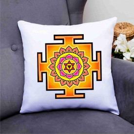 Подушка декоративная с принтом "Янтра. Yantra. baglamukhi yantra. Шри Багаламукхи Янтра" Push IT Белый Кавун П000693