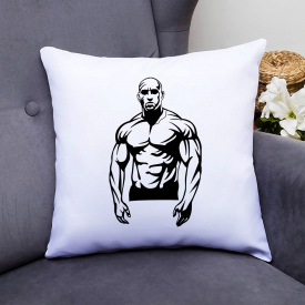 Подушка декоративная с принтом "Мускулистый мужчина" Push IT Белый Кавун П000636
