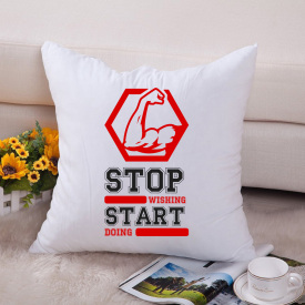 Подушка декоративная с принтом "ММА Stop wishing start doing" Push IT Белый Кавун П000653
