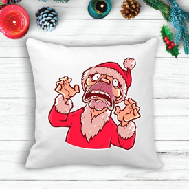 Подушка с новогодним принтом Дед Мороз "Испуг" Белый Кавун П003590