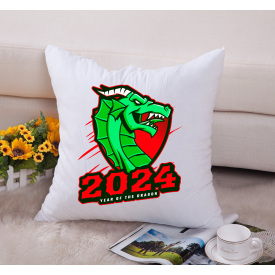Подушка декоративная с новогодним принтом "Year of the Dragon 2024. Дракон 2024" Push IT Белый Кавун П000705