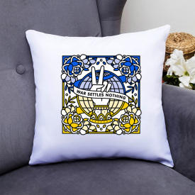 Подушка декоративная с принтом "War settles nothing" Белый Кавун П000334