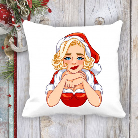 Подушка с новогодним принтом Мэрилин Монро 5 Белый Кавун П003685