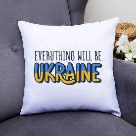 Подушка декоративная с принтом "Evrything will be Ukraine" Push IT Белый Кавун П000512