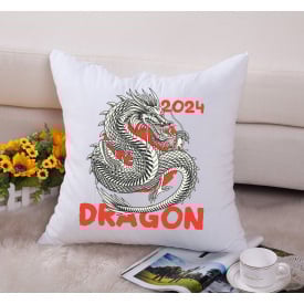 Подушка декоративная с новогодним принтом "Dragon 2024 Дракон 2024" Push IT Белый Кавун П000711