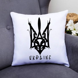 Подушка декоративная с принтом "Трезубец Ukraine" Белый Кавун П000375