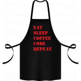 Фартук с принтом Арбуз Eat sleep coffee code repeat 68 см Черный