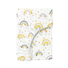 Простыня на резинке 90х200 см RAINBOW STAR YELLOW Cosas