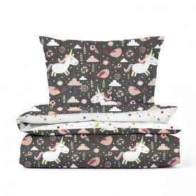 Детский комплект без простыни Cosas UNICORN Ранфорс 110х140 см Серый