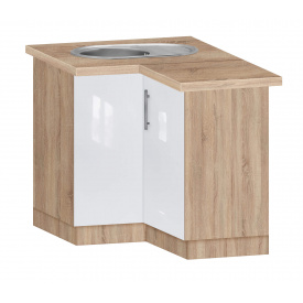 Тумба угловая кухонная №2 с врезной мойкой МДФ МАКСИ МЕБЕЛЬ Дуб сонома/Белый (5103461)