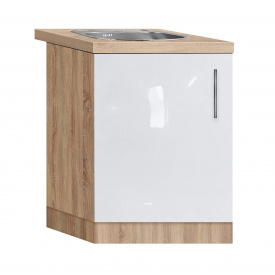 Тумба-мойка с врезной мойкой МДФ 600 МАКСИ МЕБЕЛЬ Дуб сонома/Белый (5103448)
