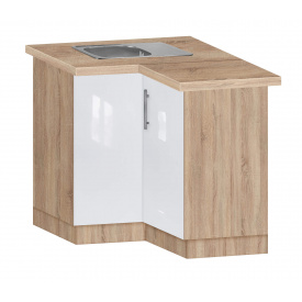 Тумба угловая кухонная №2 с врезной мойкой МДФ МАКСИ МЕБЕЛЬ Дуб сонома/Белый (5103471)
