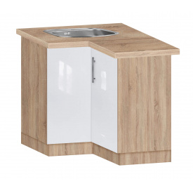 Тумба угловая кухонная №2 с врезной мойкой МДФ МАКСИ МЕБЕЛЬ Дуб сонома/Белый (5103465)