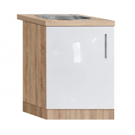 Тумба-мойка с врезной мойкой МДФ 600 МАКСИ МЕБЕЛЬ Дуб сонома/Белый (5103442)