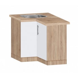 Тумба угловая кухонная №2 с врезной мойкой МАКСИ МЕБЕЛЬ Дуб сонома/Белый (5103425)