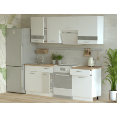 Кухня Лея Doros Белый гладкий / Cонома ДСП / вставки стекло 220х60х250 (80359337) Доманёвка