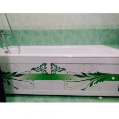 Экран под ванну Крепыш The MIX green flowers 140 см Белый Ворожба