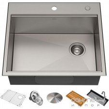 Кухонная мойка c аксессуарами Kraus Kore KWT311-25 635x559 нержавеющая сталь