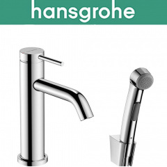 Смеситель Hansgrohe (art 73211000) для раковины однорычажный, с ручным душем биде и душевым шлангом, Tecturis S 110, Хром Київ