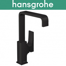 Смеситель Hansgrohe (art 32511670) для раковины однорычажный с донным клапаном Push-Open, Metropol, Чёрный мат