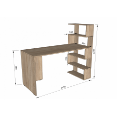 Стіл комп'ютерний Tobi Sho ST-0015 з боковим стелажем 1416х750х600 Антрацит Київ