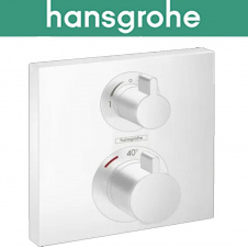 Термостатический смеситель Hansgrohe (art 15714700) для душа 2х потребителей, скрытого монтажа, Ecostat Square, Белый мат
