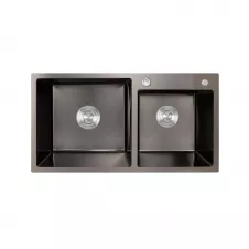 Фото - Кухонная мойка интегрированная Lidz Handmade H7843 PVD 780х430 прямоугольная серая LDH7843BPVD45586 Кухонная мойка интегрированная Lidz Handmade H7843 PVD 780х430 прямоугольная серая LDH7843BPVD45586