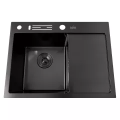 Кухонная мойка Nett NB-6045(R) 600х450 с крылом черная металик (1 мм) Павлоград