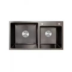 Кухонная мойка интегрированная Lidz Handmade H7843 PVD 780х430 прямоугольная серая LDH7843BPVD45586 Луцк