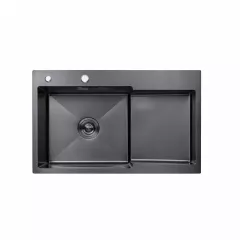 Кухонная мойка Kroner KRP Schwarze 7848LHM PVD 780х480 черная (3,0/1,0 мм) Львів