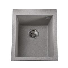 Кухонная мойка врезная Globus Lux LAMA 410x500 прямоугольная, без крыла серый камень Михайлівка