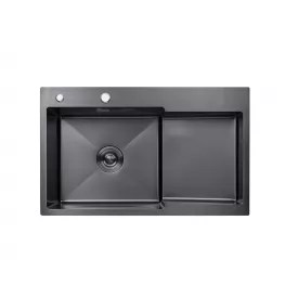 Кухонная мойка Kroner KRP Schwarze 7848LHM PVD 780х480 черная (3,0/1,0 мм)