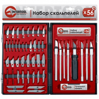 Набор скальпелей в пластиковом футляре INTERTOOL HT-0530 56 ед