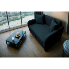 Диван Tobi Sho Юниор-1.4 для гостиной раскладной мягкий велюр Magic Deep Ocean, 1580х800х800 мм Киев