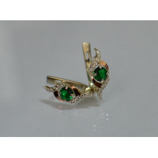 Серебряные серьги Sil с золотыми накладками 128s-1 Зеленый (Sil-1029)