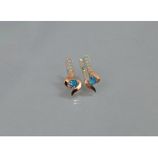 Серебряные серьги Sil с золотыми вставками 142s-17 Аквамарин (Sil-1144)