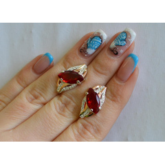 Серебряные серьги Sil с золотыми пластинами 114s-11 Гранат (Sil-843) Чугуев