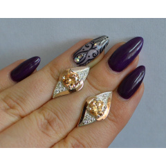 Серебряные серьги Sil с золотыми вставками 145s-2 Шампань (Sil-1014) Михайловка